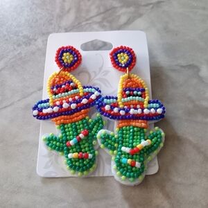 Colorful Beaded Cactus Earrings